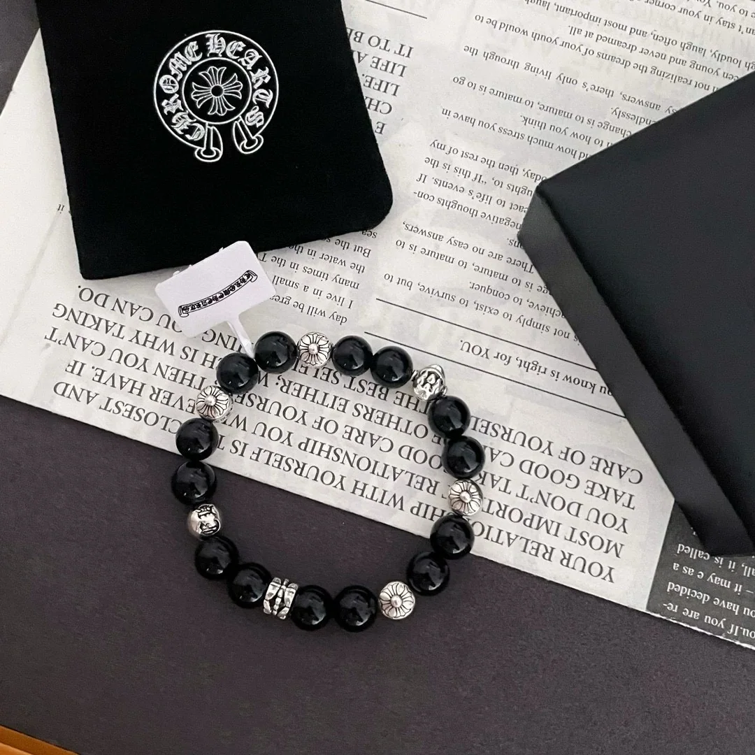 크롬하츠 블랙 아게이트 비즈 크로스 팔찌 상세 이미지 5