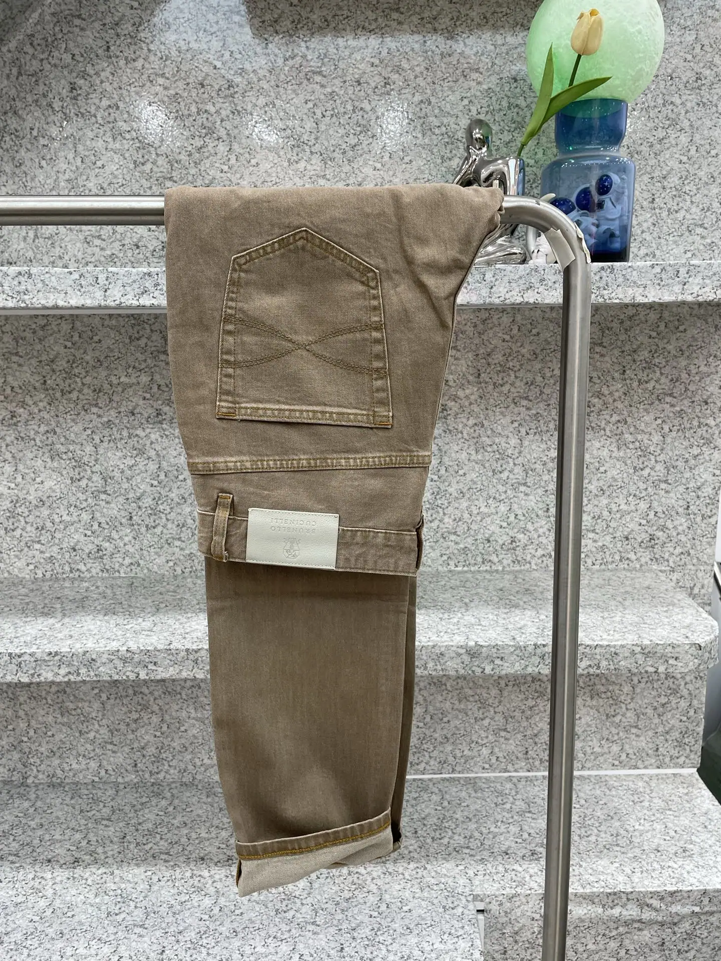 브루넬로쿠치넬리 남성 슬림핏 스트레이트 레그 진 바지 상세 이미지 1
