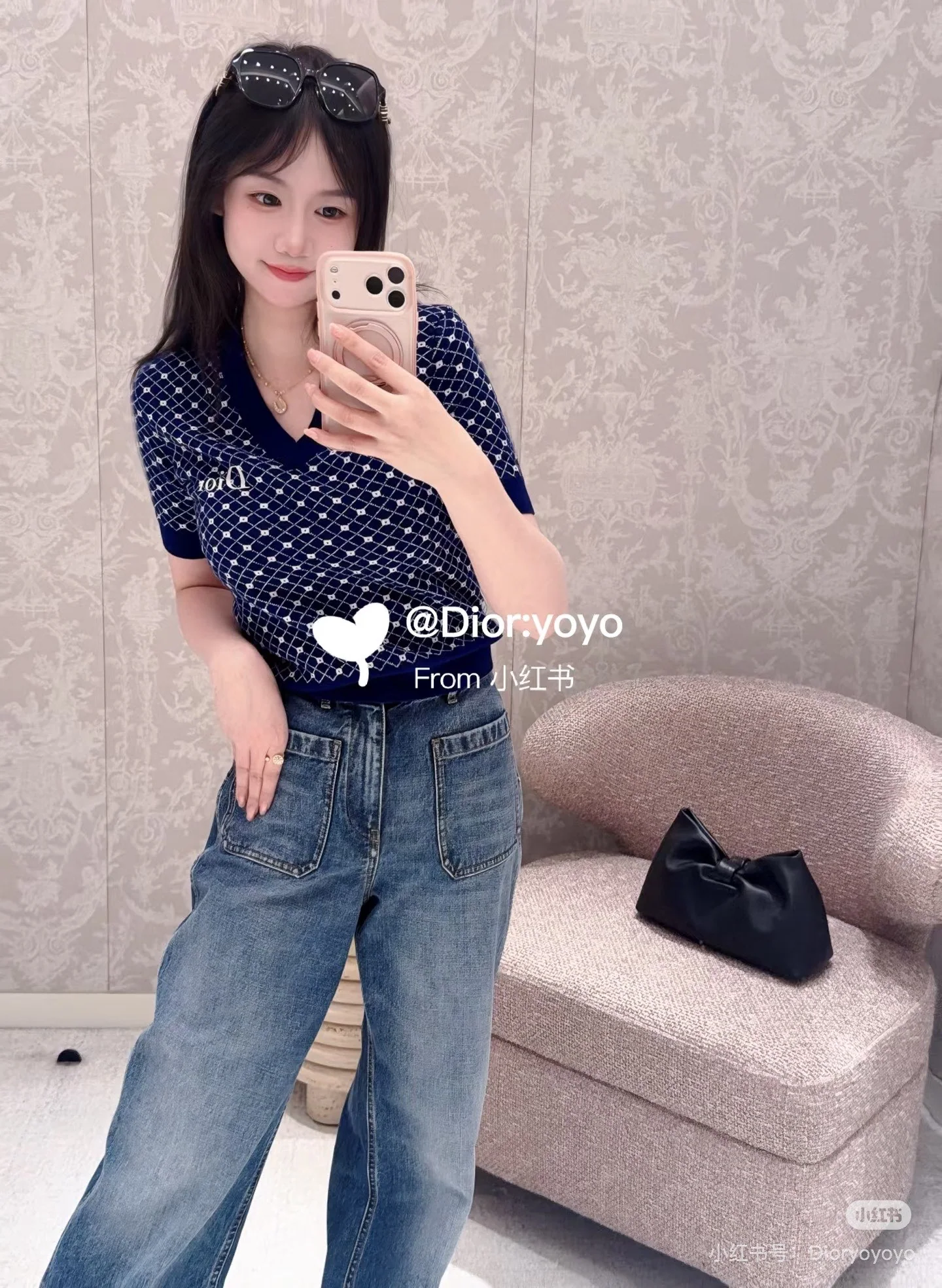 디올 CD로고 다이아몬드 패턴 니트 반팔 티셔츠 2026 SS 상세 이미지 6