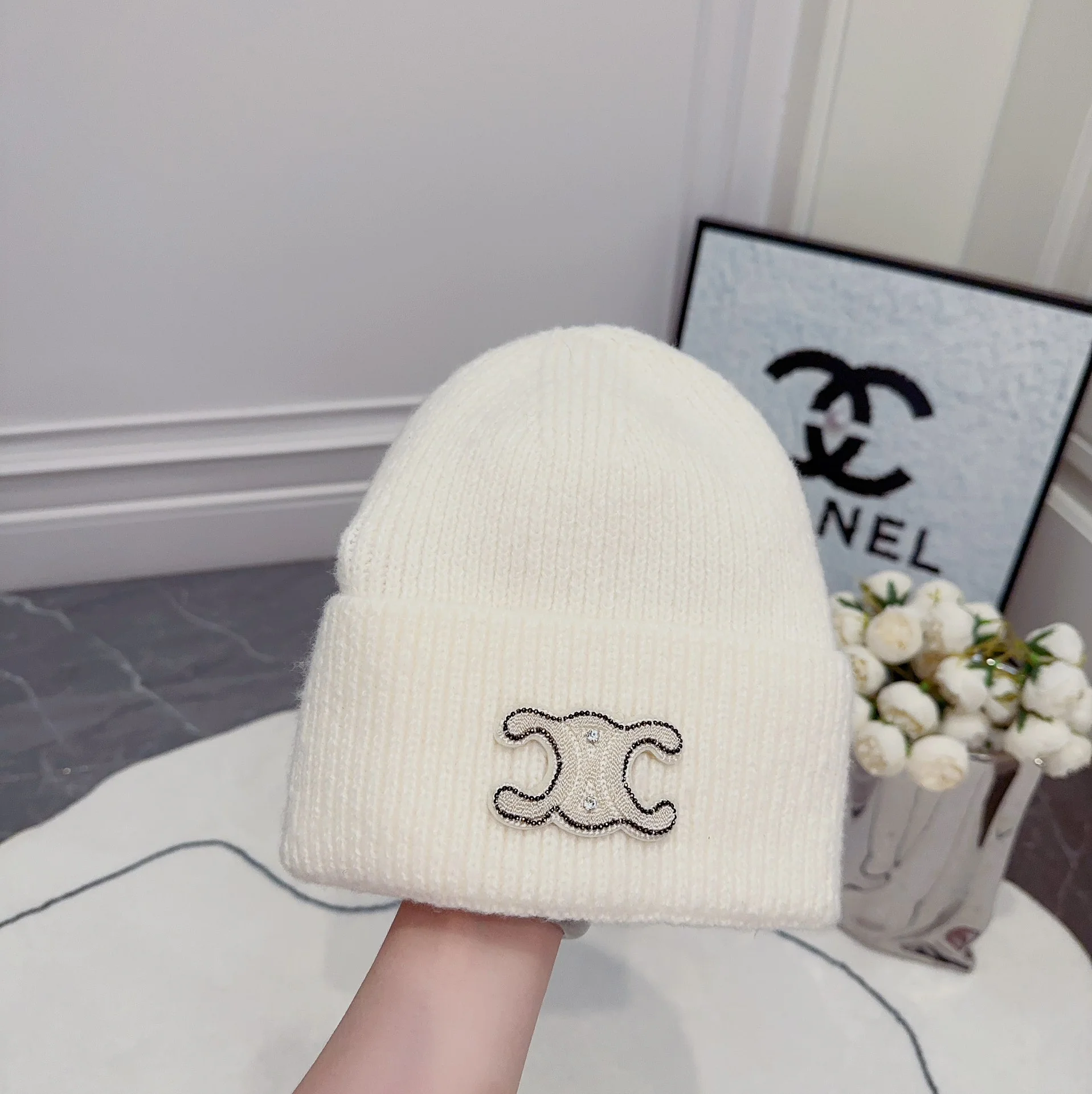 셀린느 자수 니트 모자 상세 이미지 2
