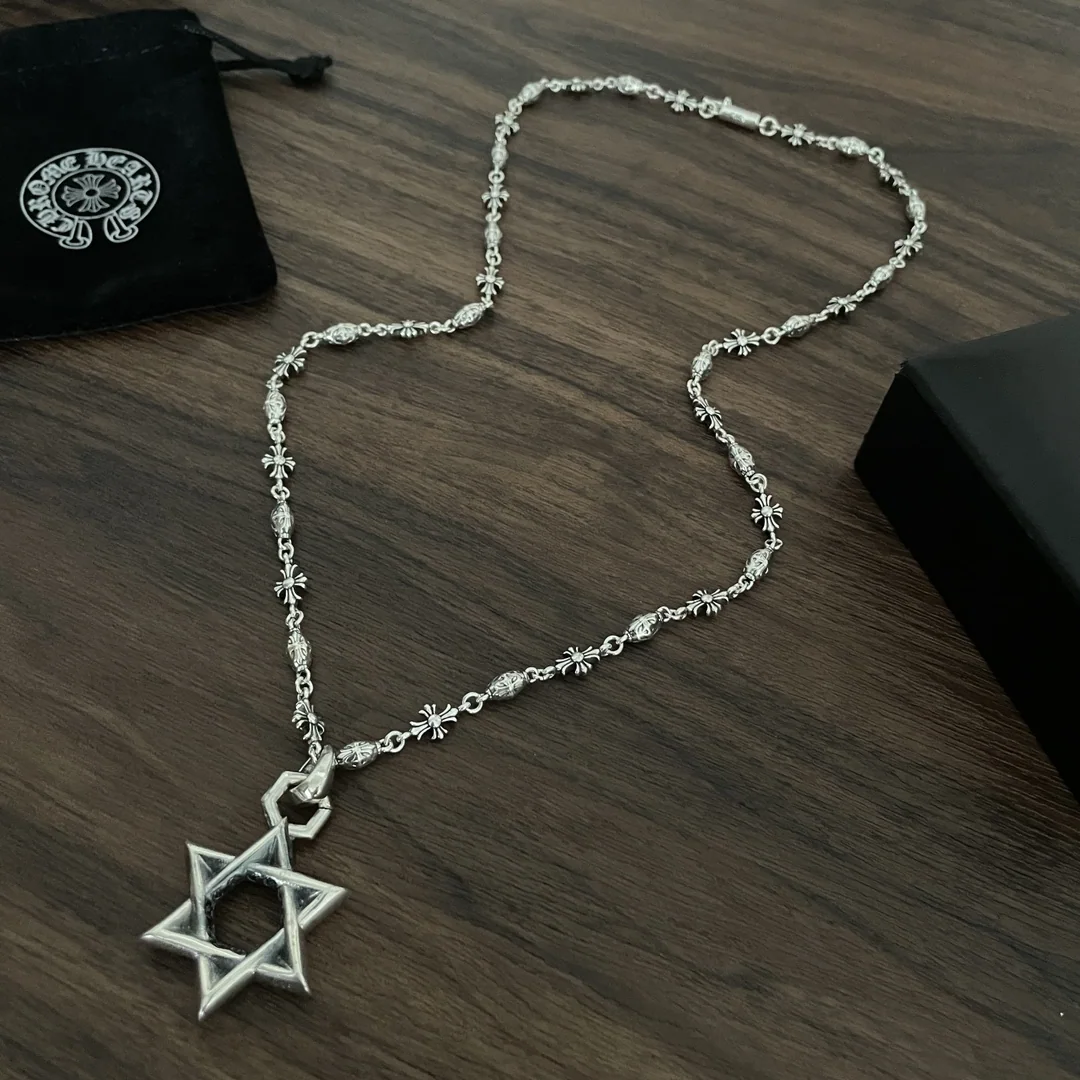 크롬하츠 육각형 스타 크로스 펜던트 목걸이 상세 이미지 3