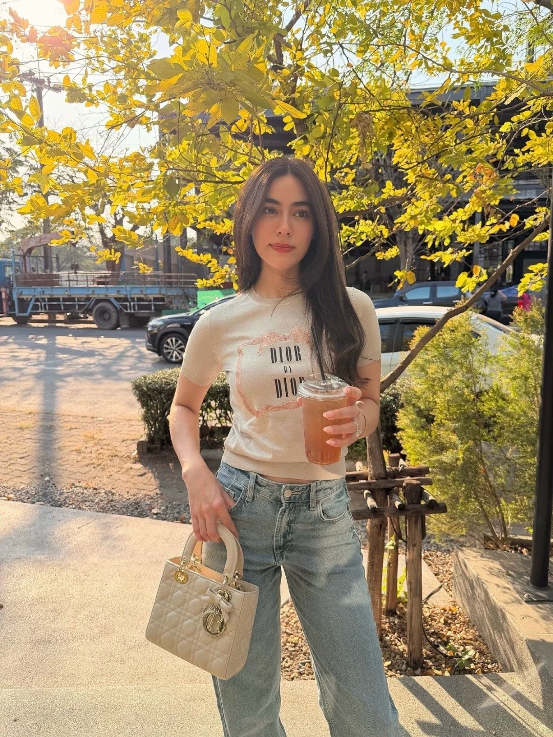 디올 누드 핑크 자수 크루넥 반팔 니트탑 상세 이미지 6