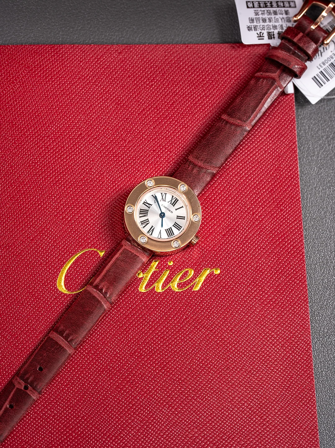 까르띠에 시계 쿼츠 무브먼트 다이아 로즈골드 블루 스틸밴드 가죽스트랩 레플리카 42876 Cartier 상세 이미지 4
