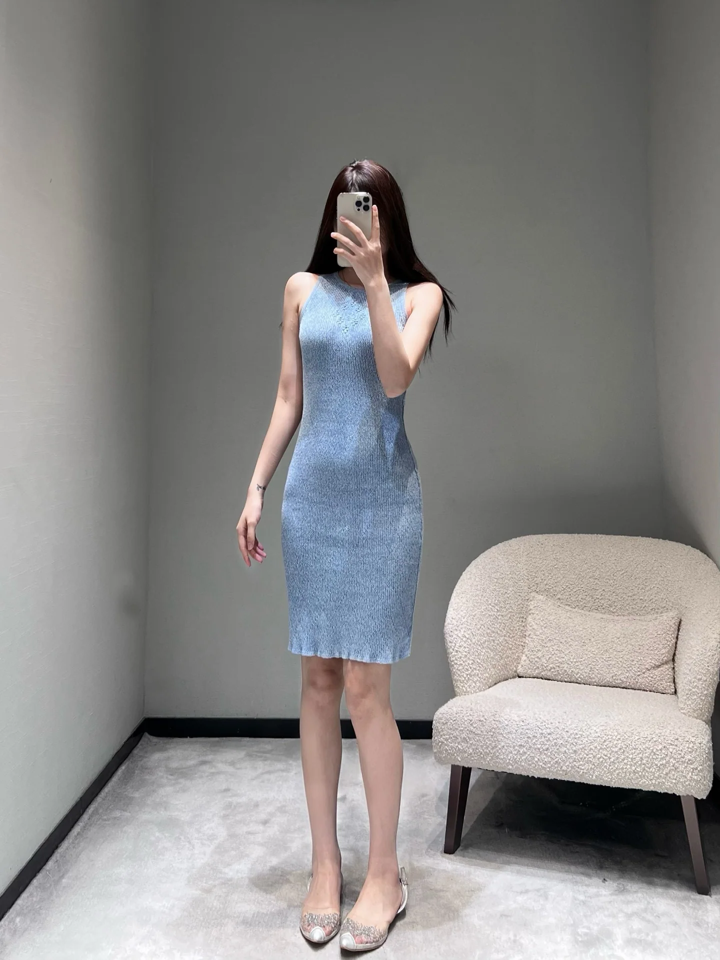 샤넬 데님 블루 슬리브리스 원피스 2026 SS 상세 이미지 7