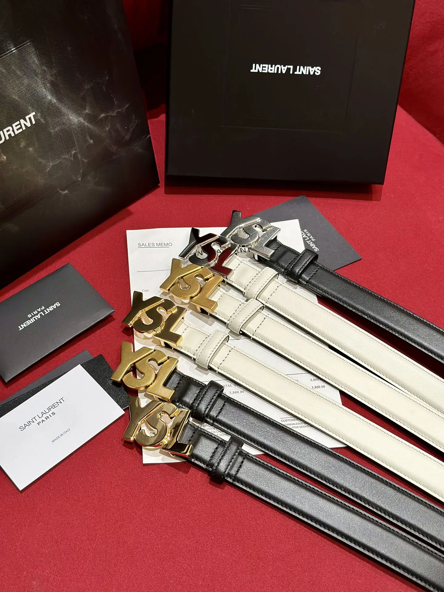 생로랑 YSL 금속 버클 양면 송아지가죽 벨트 상세 이미지 2
