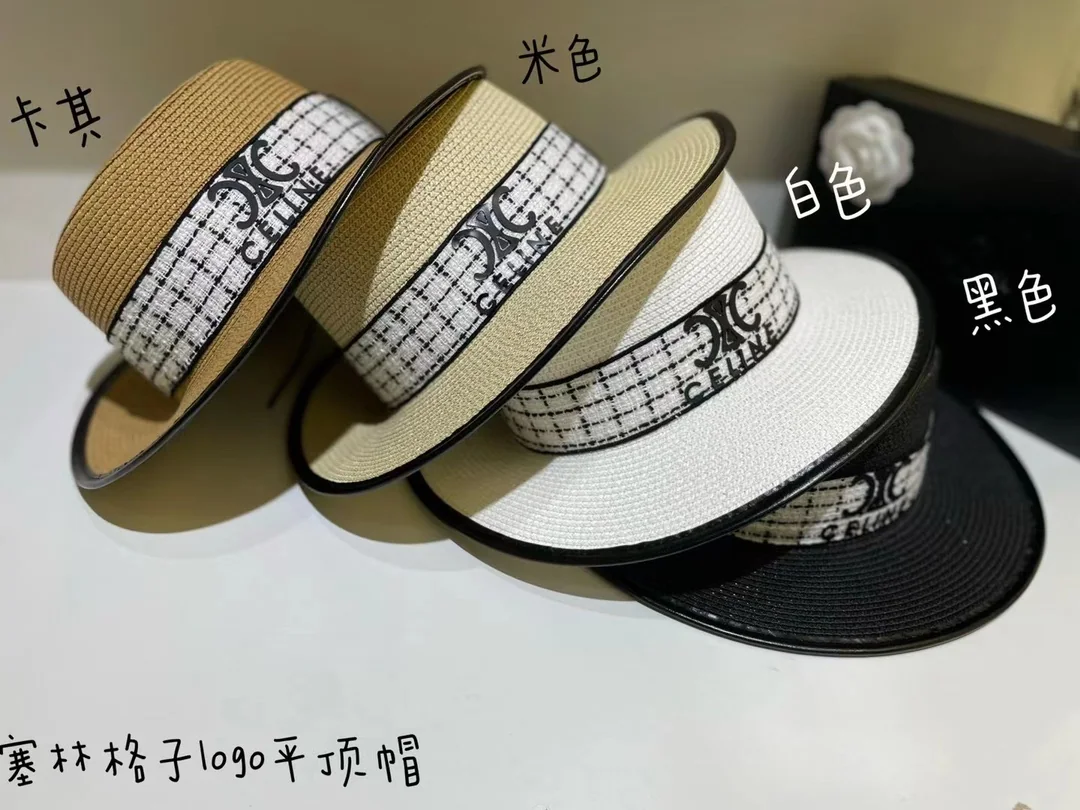 셀린느 챙 넓은 짜임 플랫 탑 모자 상세 이미지 1