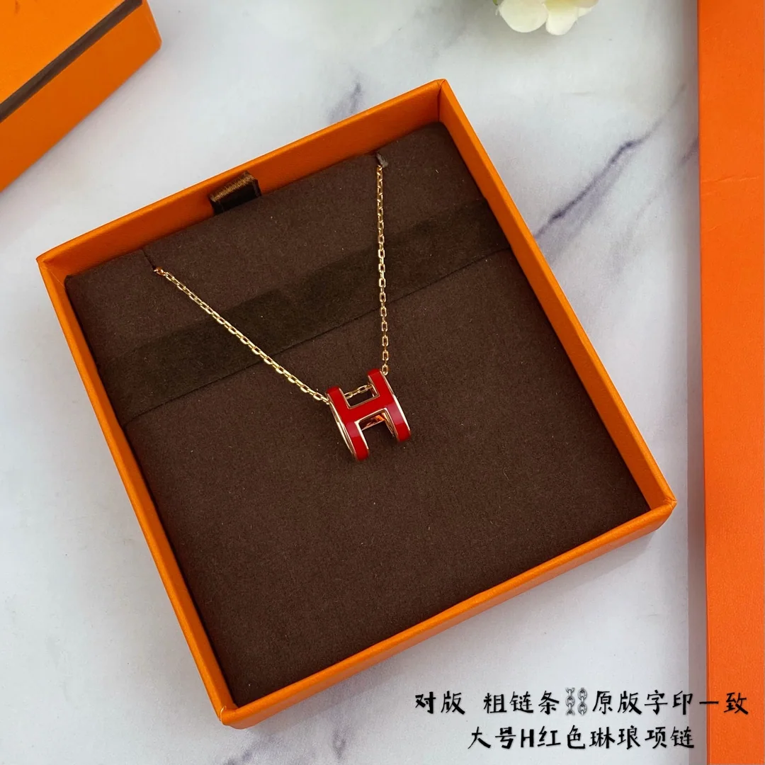 에르메스 H 에나멜 라지 목걸이 상세 이미지 5