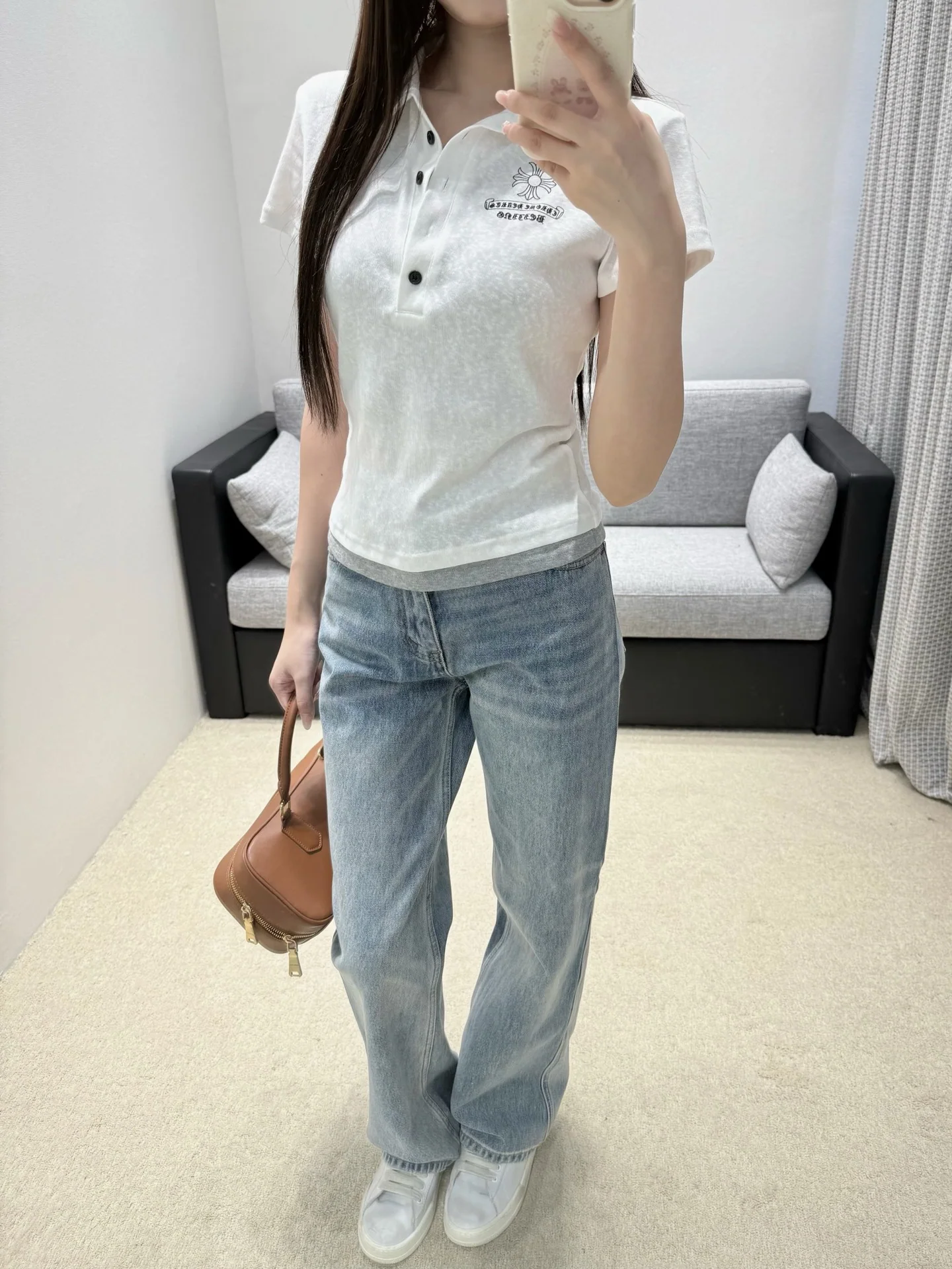 크롬하츠 여성 크롭 반팔 폴로셔츠 상세 이미지 8