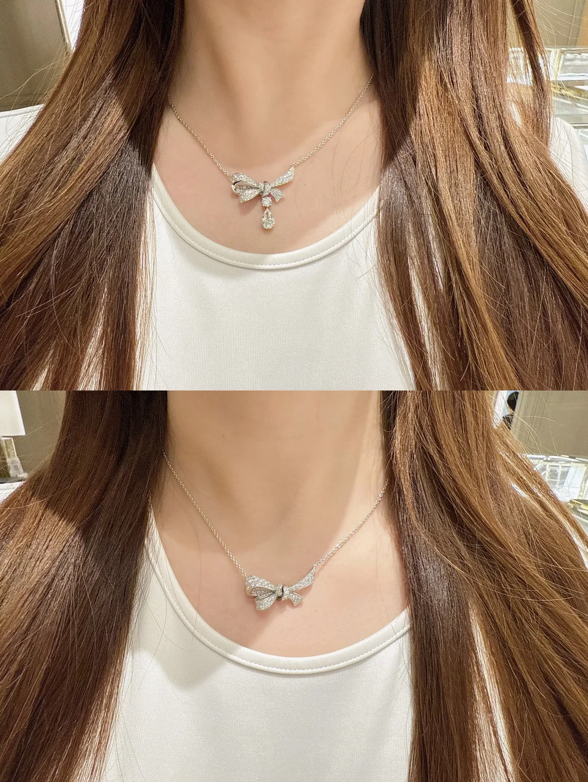 그라프 단면 버터플라이 티어드롭 목걸이 상세 이미지 2