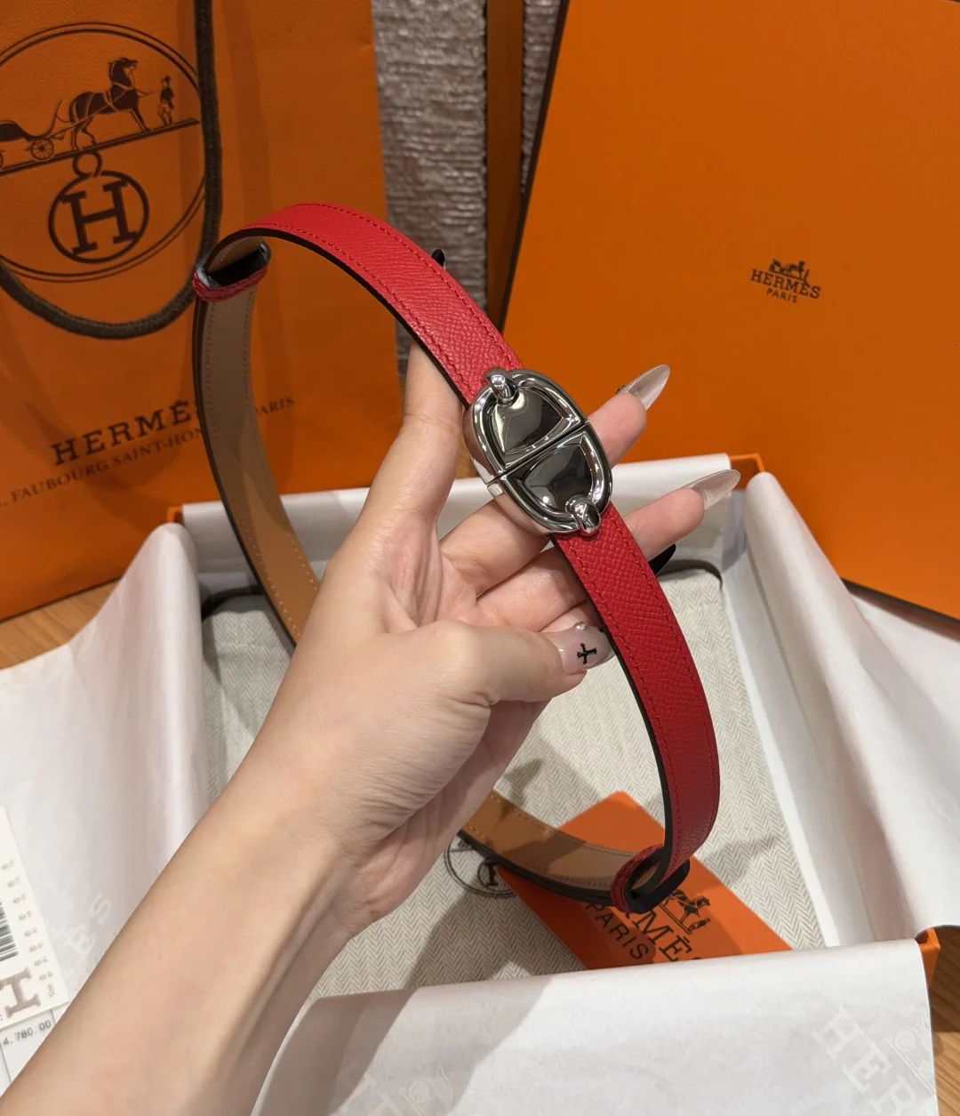 에르메스 H 브레슬릿 메탈 버클 앱송 가죽 벨트 상세 이미지 3