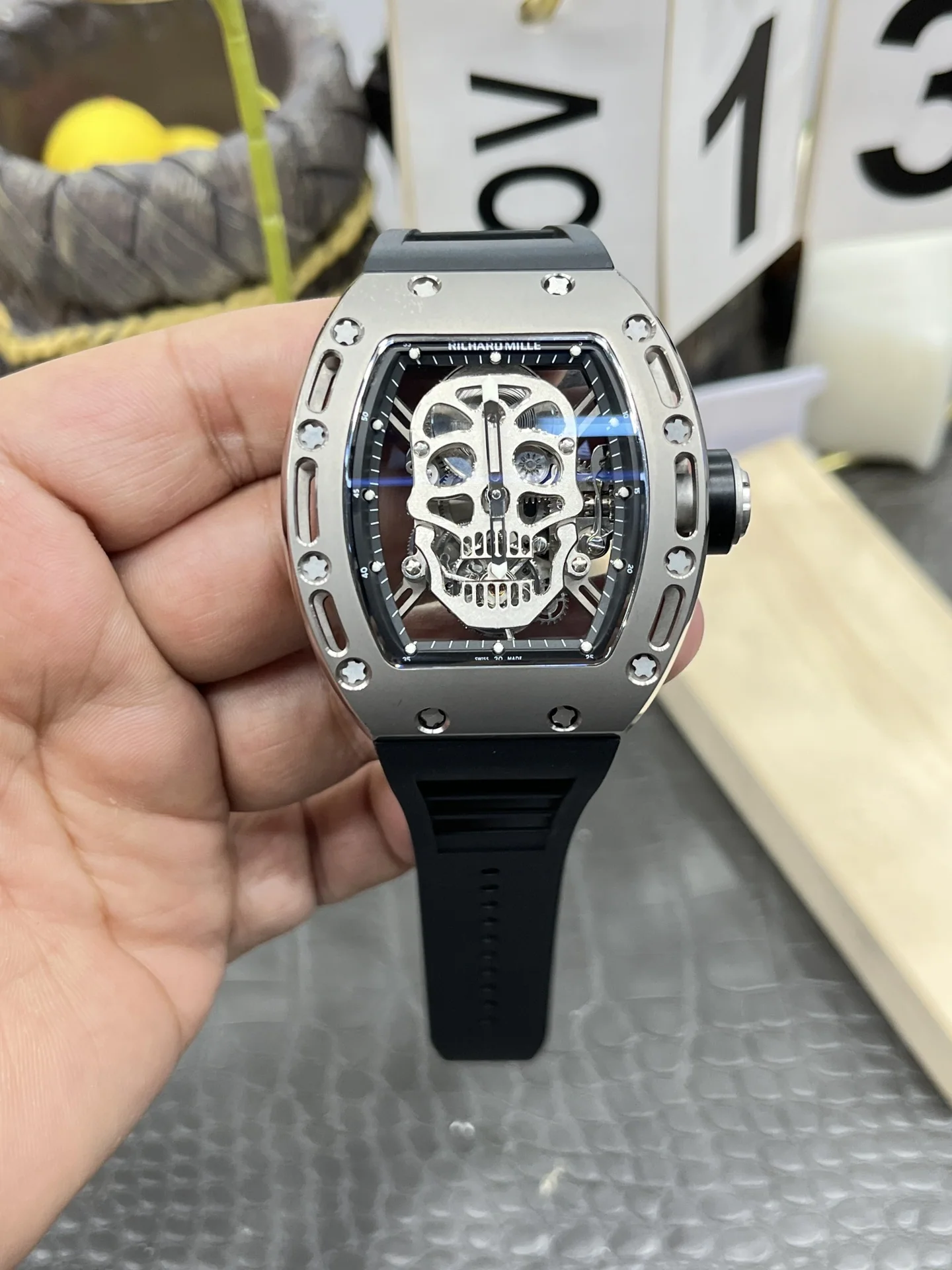 리차드밀 RM052 스컬 투르비용 오토매틱 남성 시계 레플리카 44880 Richard Mille