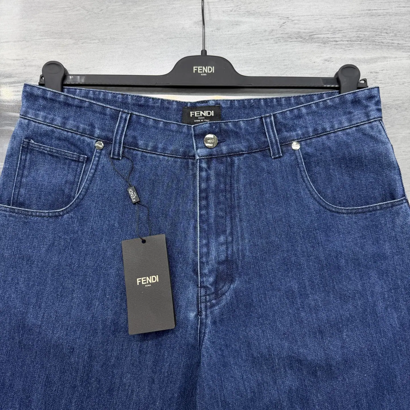 펜디 블루 데님 5 포켓 남성 반바지 상세 이미지 5