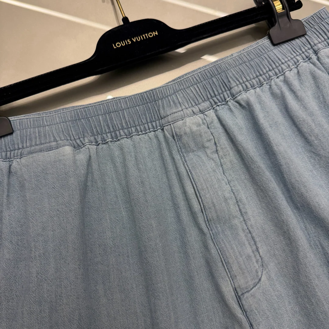 루이비통 LV 자수 샴브레이 남성 반바지 상세 이미지 7