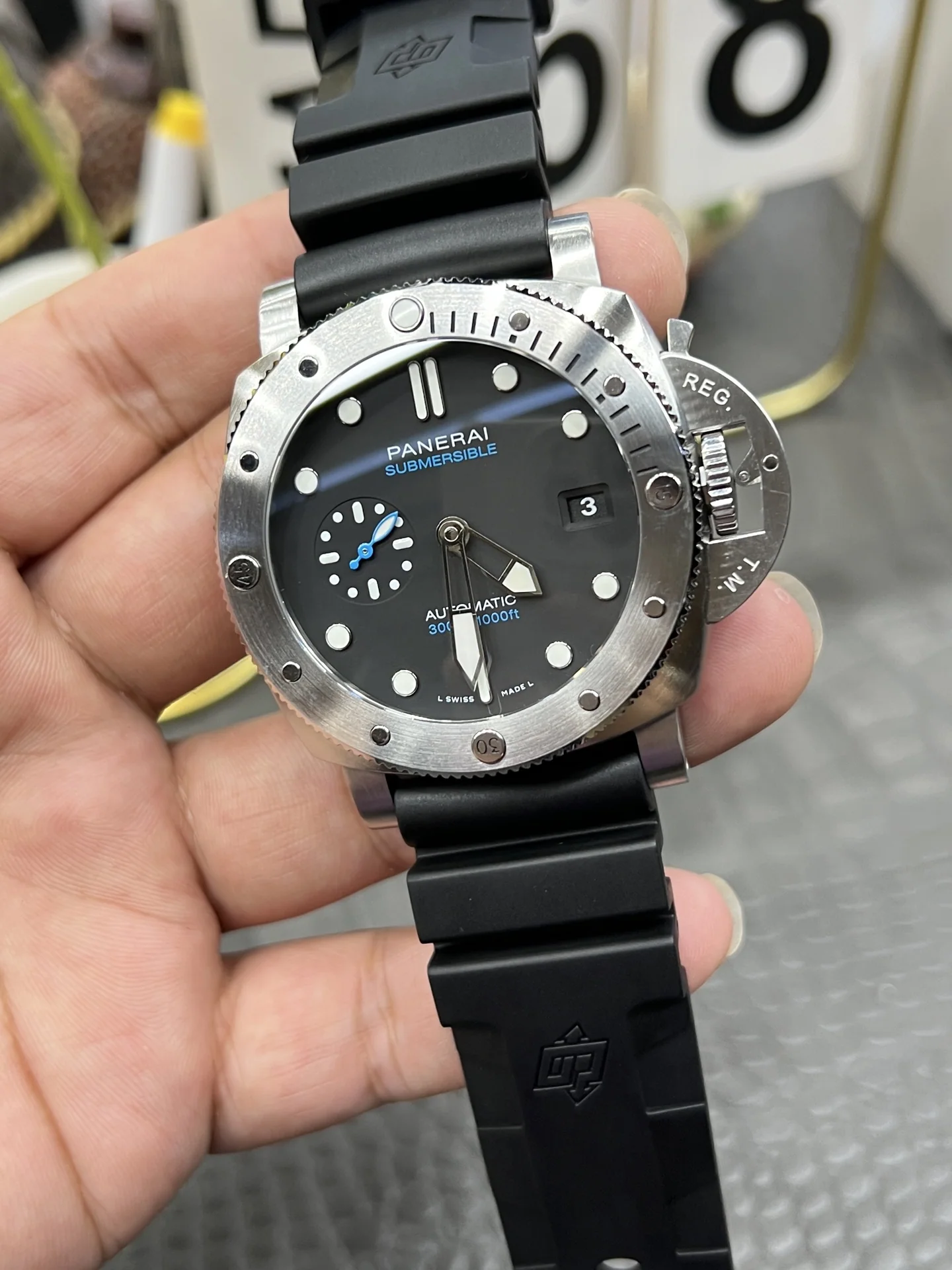 파네라이 PAM1229 블루 바늘 자동 시계 상세 이미지 5