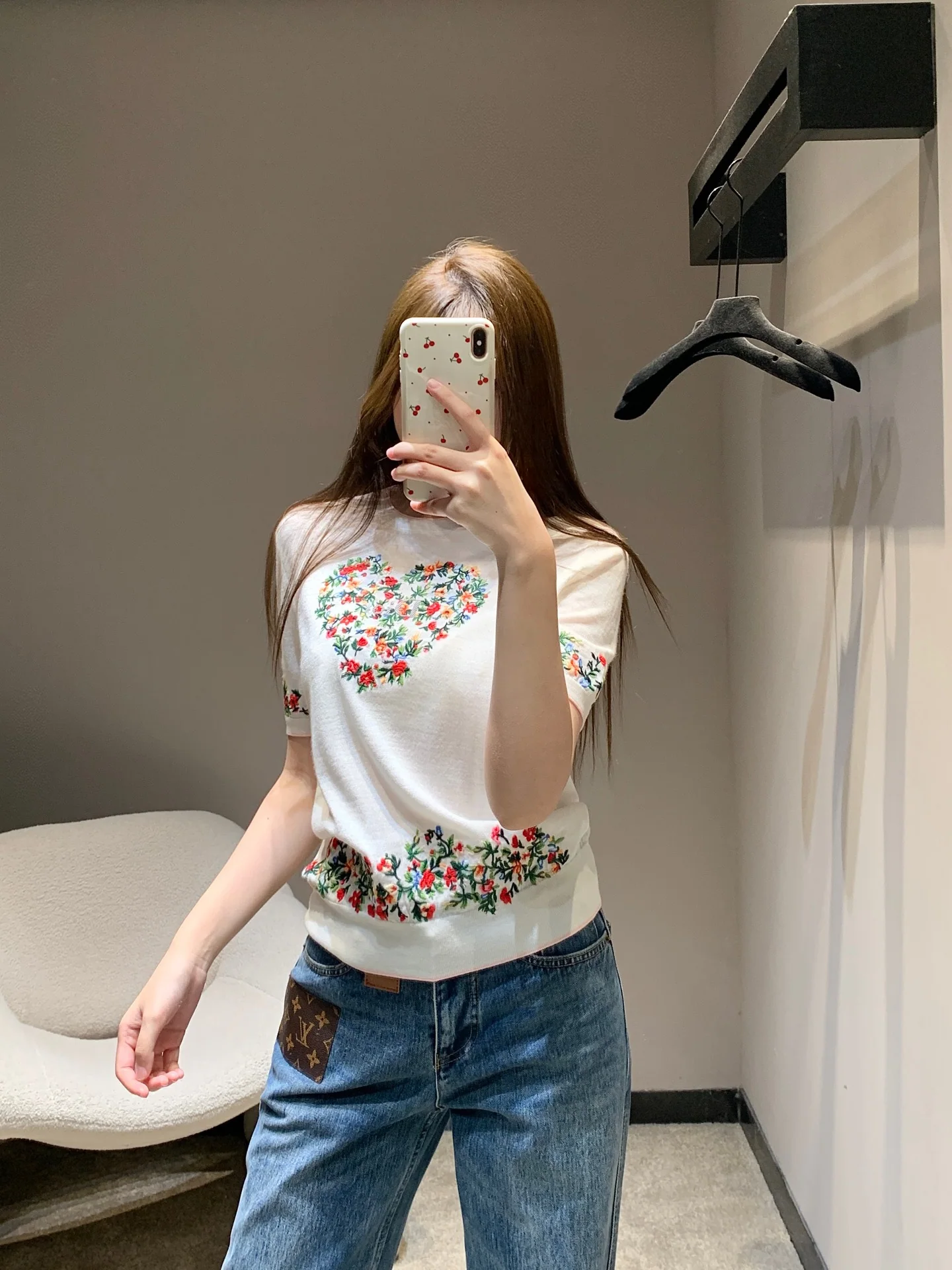 디올 꽃무늬 자수 울 반팔 니트 26 SS 상세 이미지 9