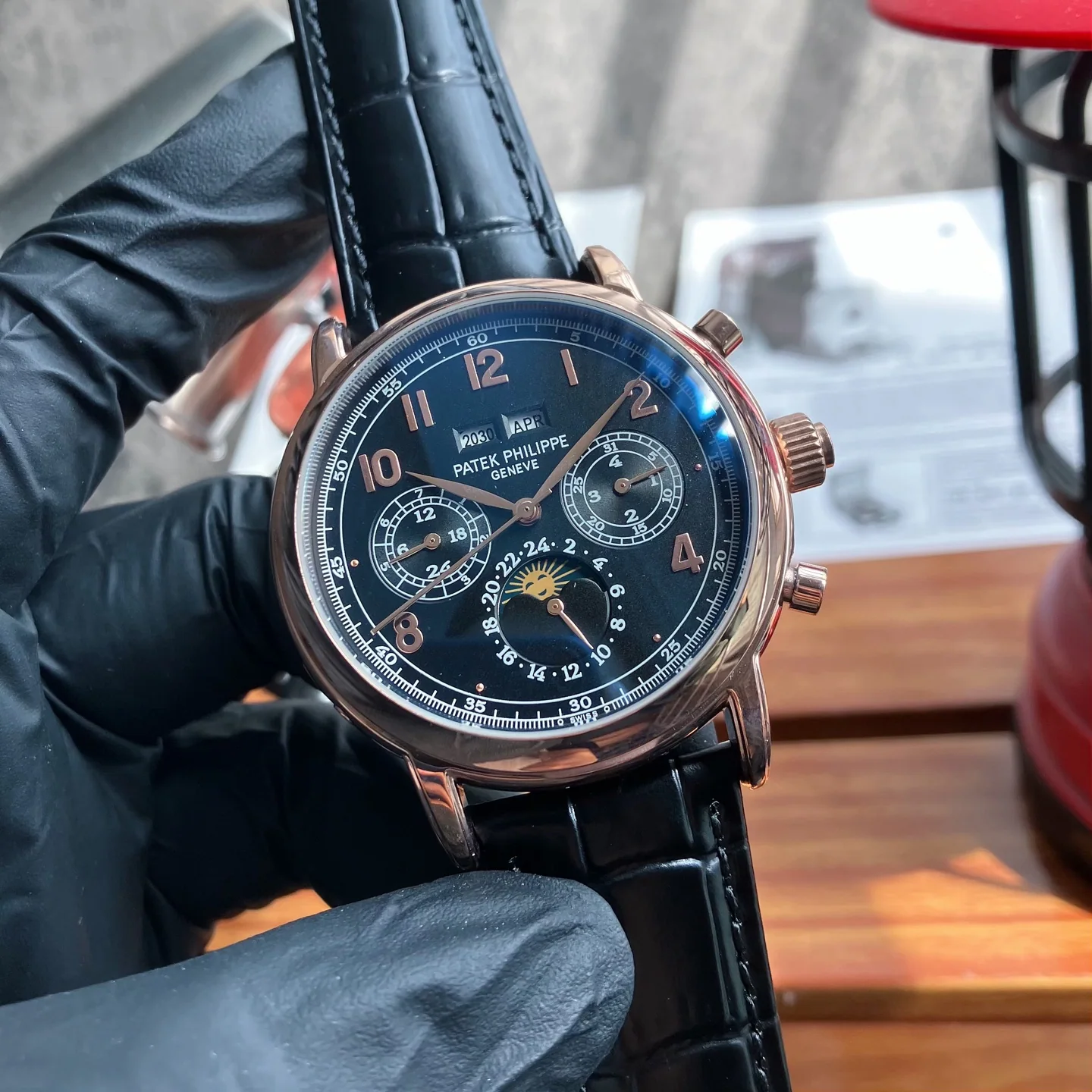 파텍필립 투르비용 드래곤 다이얼 자동 레더스트랩 스틸 레플리카 44145 Patek Philippe 상세 이미지 5
