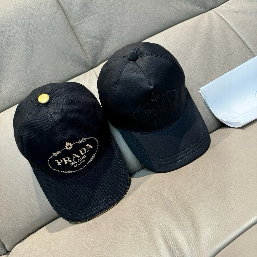 프라다 금사 자수 캔버스 가죽 베이스볼 모자 상세 이미지 9