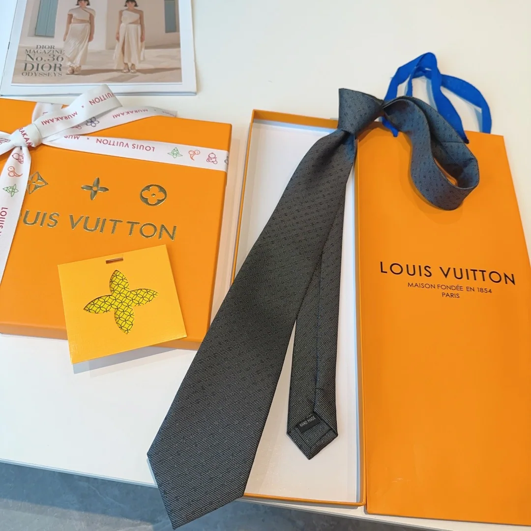 루이비통 다미에 패턴 실크 넥타이 상세 이미지 8