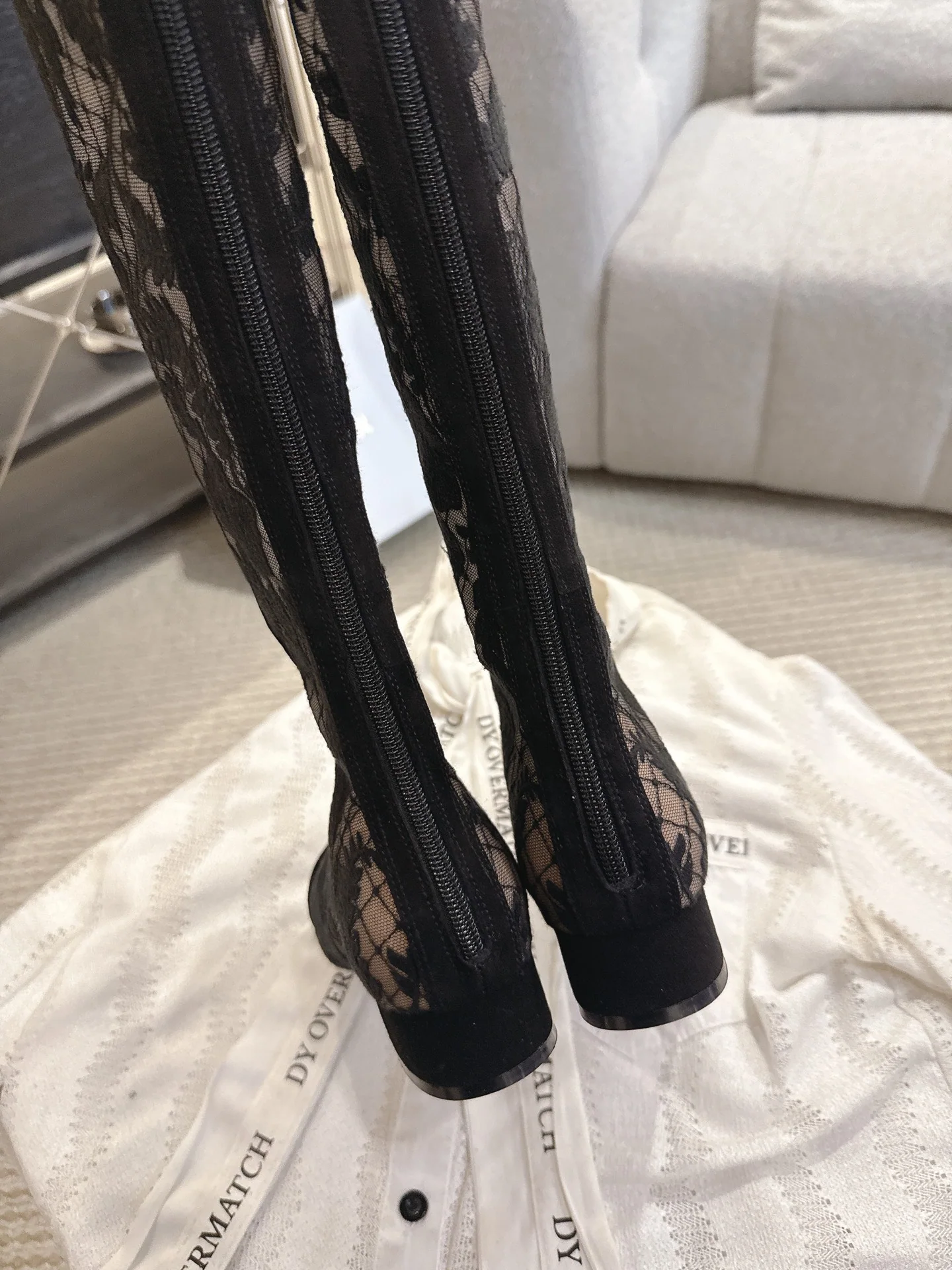 디올 J'A 자카드 메시 롱부츠 여성 신발 상세 이미지 5