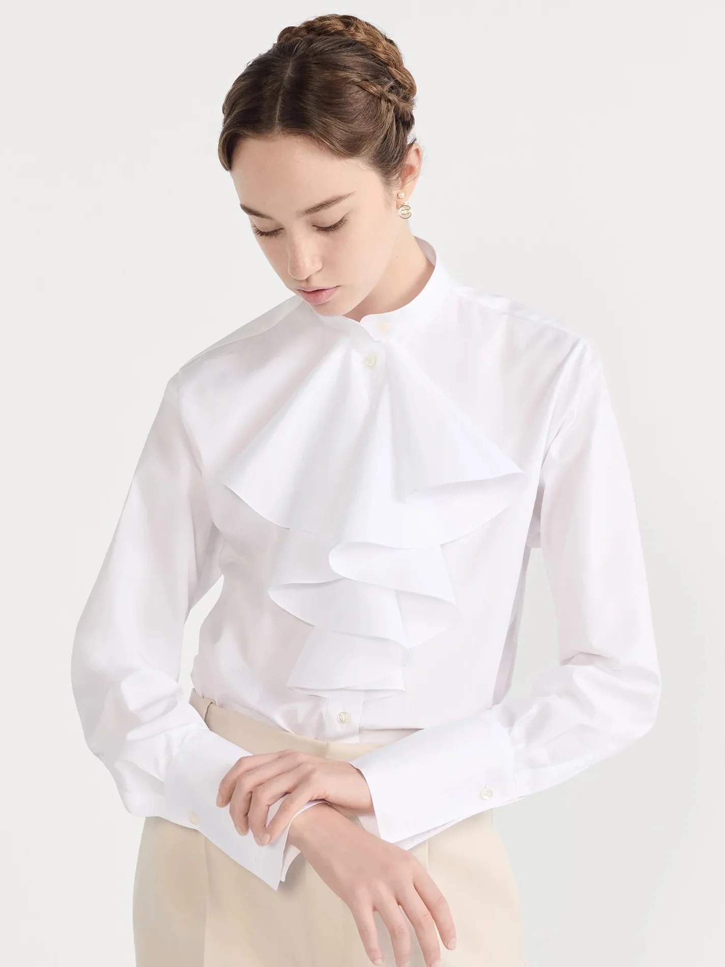 디올 프릴 면 셔츠 상세 이미지 1