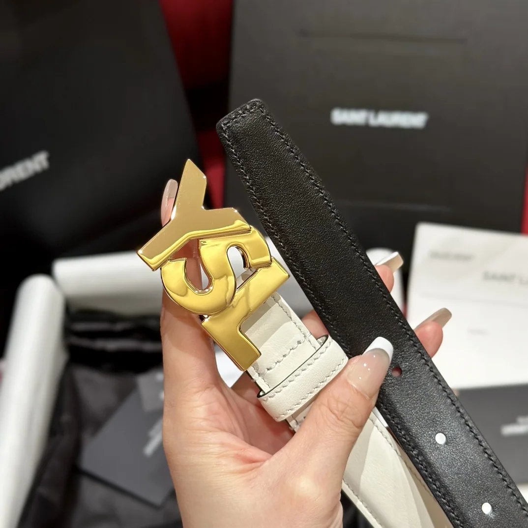 생로랑 YSL 금장 양면 송아지가죽 벨트 상세 이미지 5