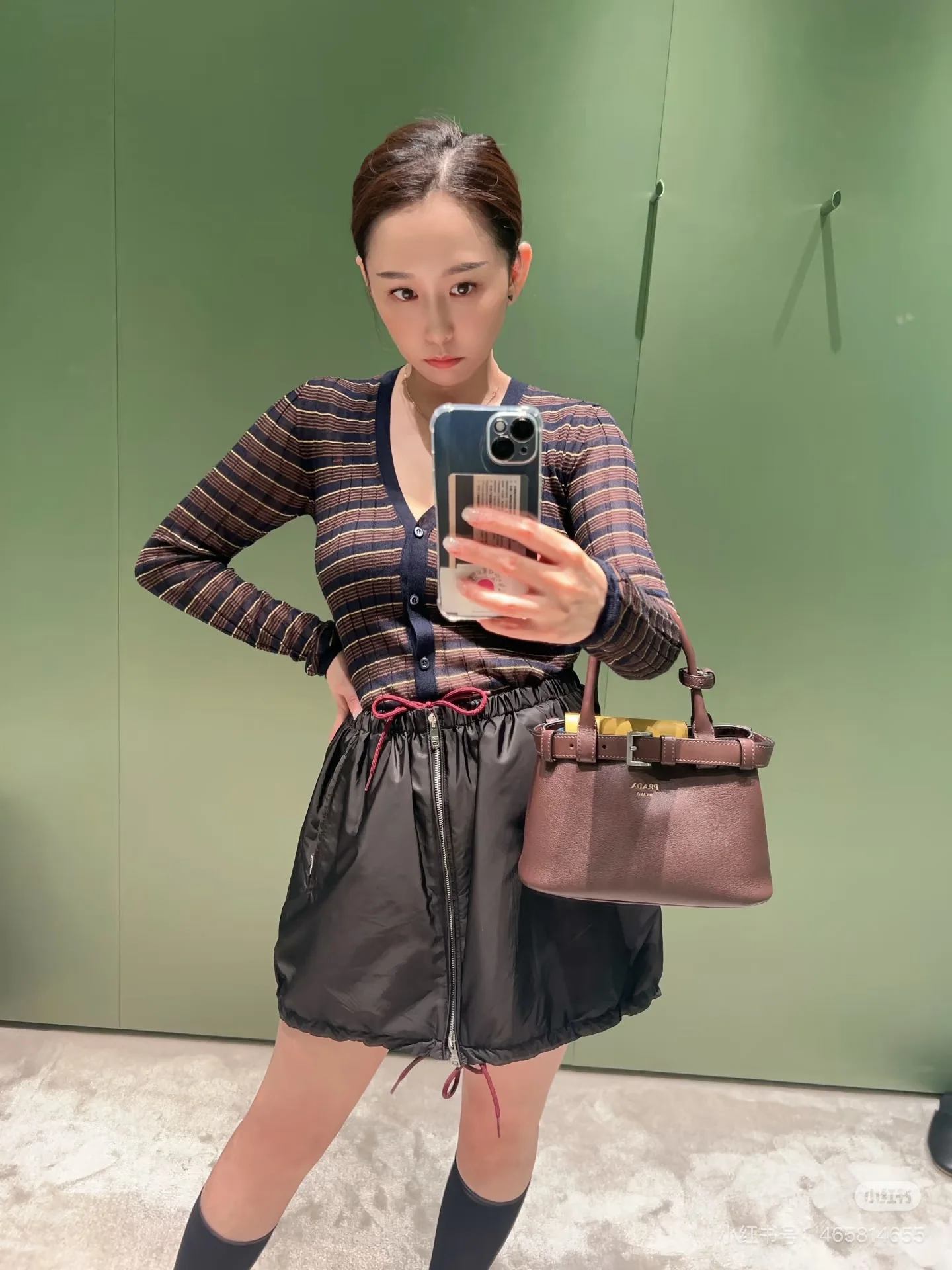 프라다 나일론 드로스트링 미니스커트 상세 이미지 5