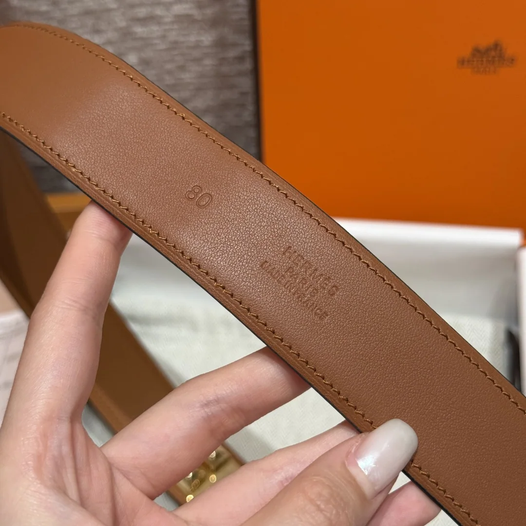 에르메스 코리에르 뒤 시앙 송아지가죽 벨트 32mm 상세 이미지 10