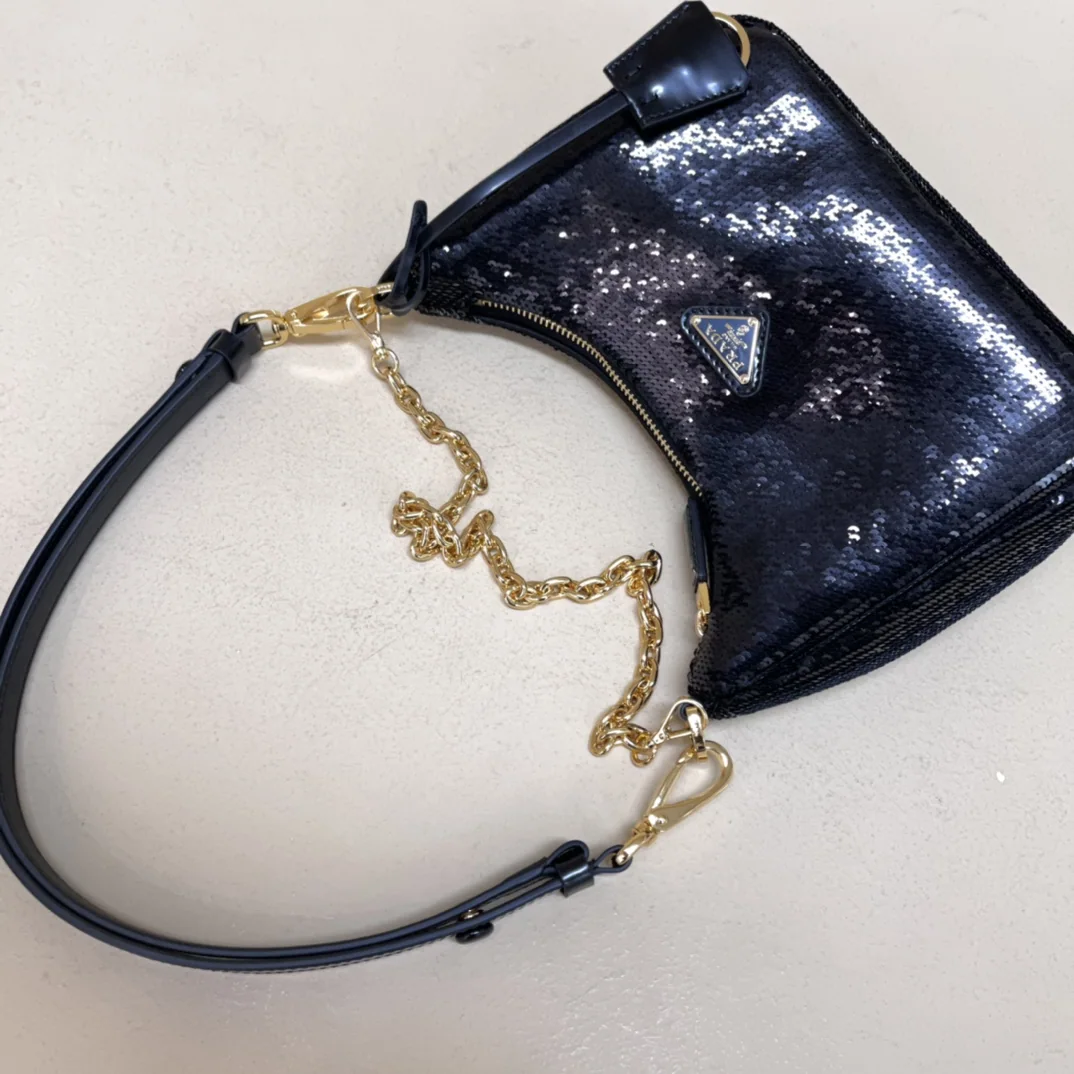 프라다 스팽글 자수 새틴 호보백 1BC204 상세 이미지 5