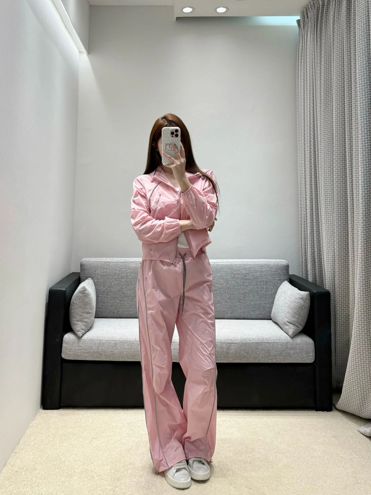 샤넬 크롭 후드 재킷 와이드 팬츠 세트 상세 이미지 4