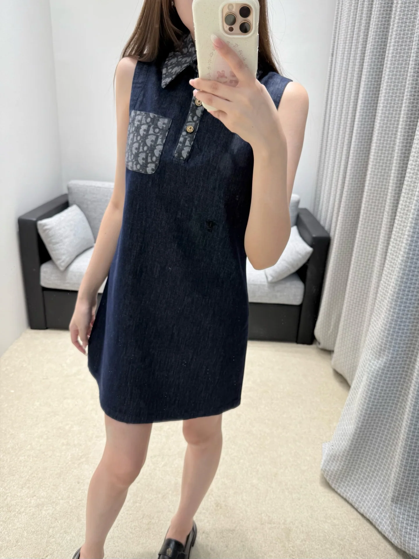 디올 데님 민소매 스트레이트 원피스 상세 이미지 8