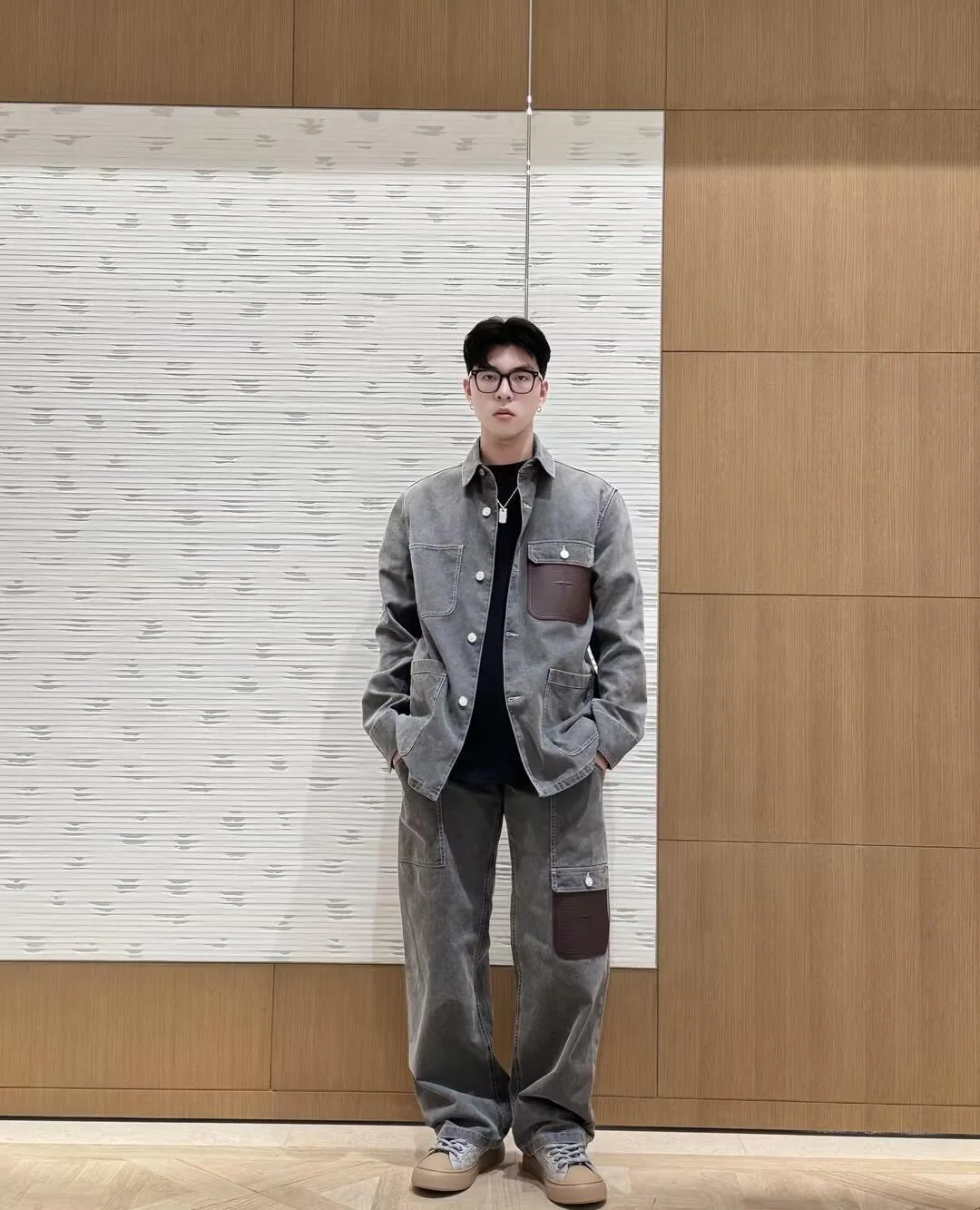 스톤아일랜드 가죽 포켓 데님 재킷 긴팔 상세 이미지 5
