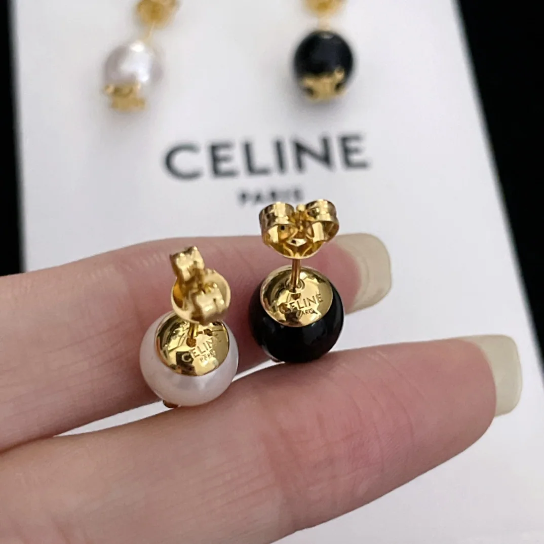 셀린느 개선문 모티브 블랙 오닉스 진주 귀걸이 상세 이미지 9