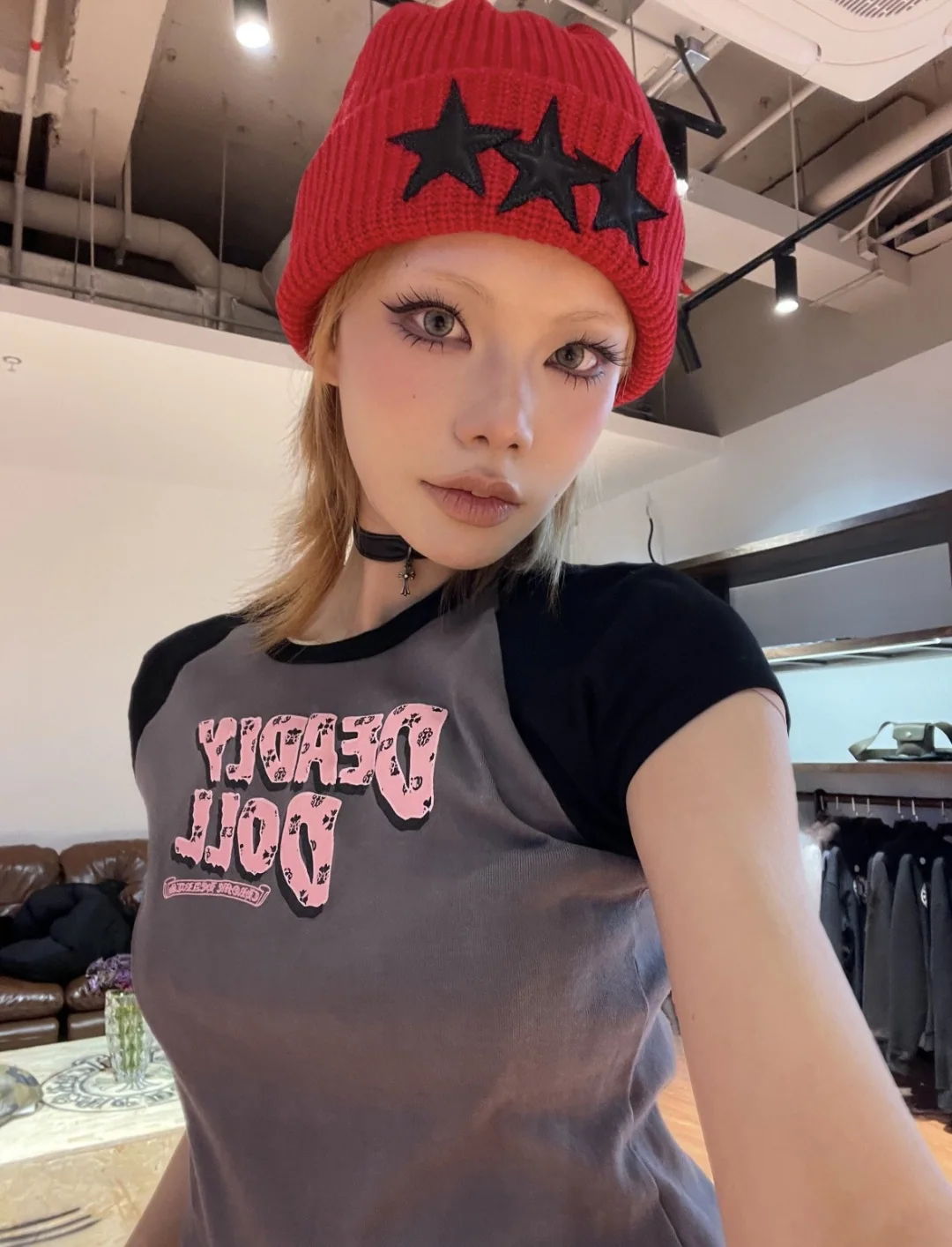 크롬하츠 컬러블록 여성 반팔 티셔츠 상세 이미지 6