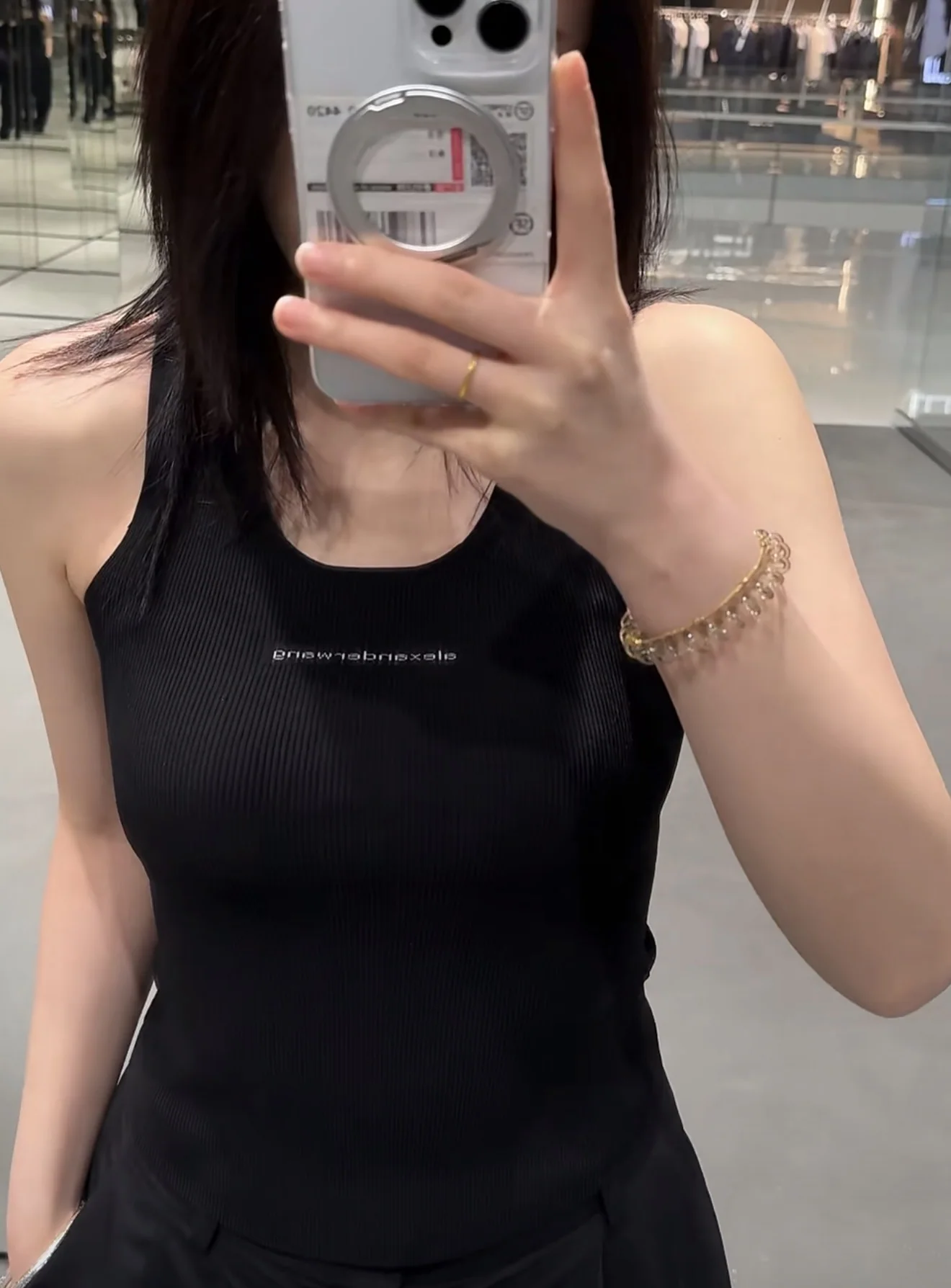 알렉산더왕 여성 슬림핏 U넥 반팔 티셔츠 상세 이미지 5