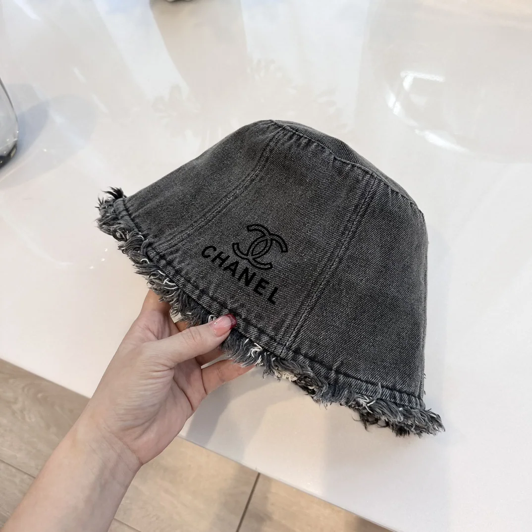 샤넬 워시드 데님 프린지 버킷햇 상세 이미지 7