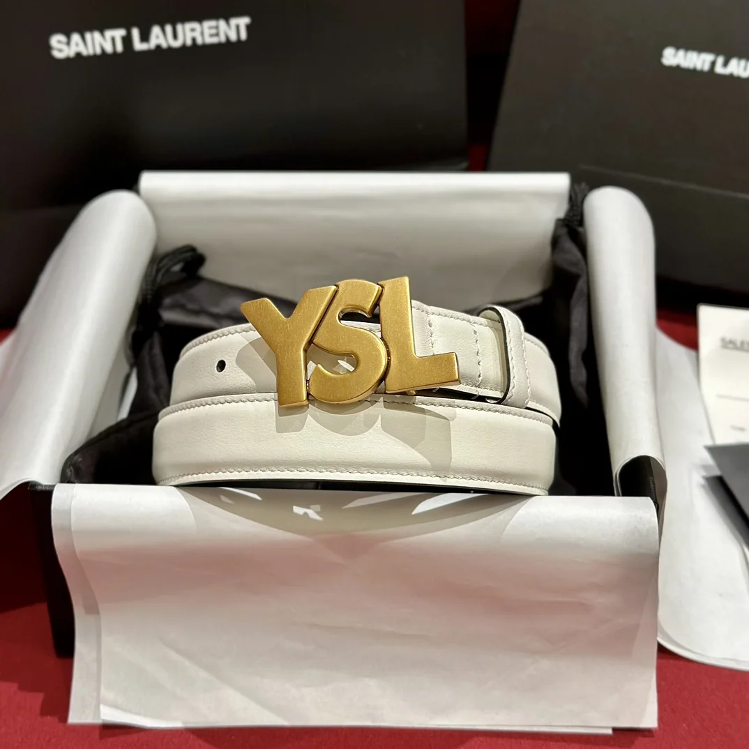 생로랑 YSL 금속 버클 양면 가죽 벨트 174488