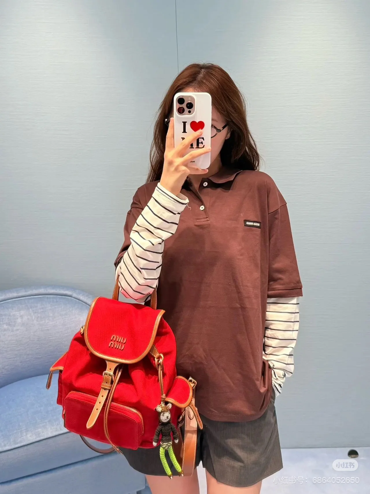 미우미우 스트라이프 오버핏 긴팔 셔츠 여성의류 2025 FW 상세 이미지 7