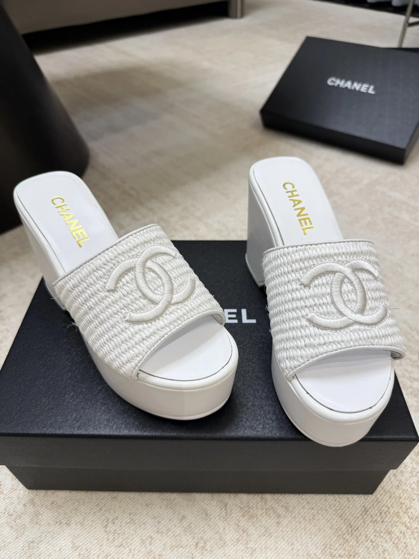 샤넬 나일론 메시 웨지 플랫폼 샌들 상세 이미지 6