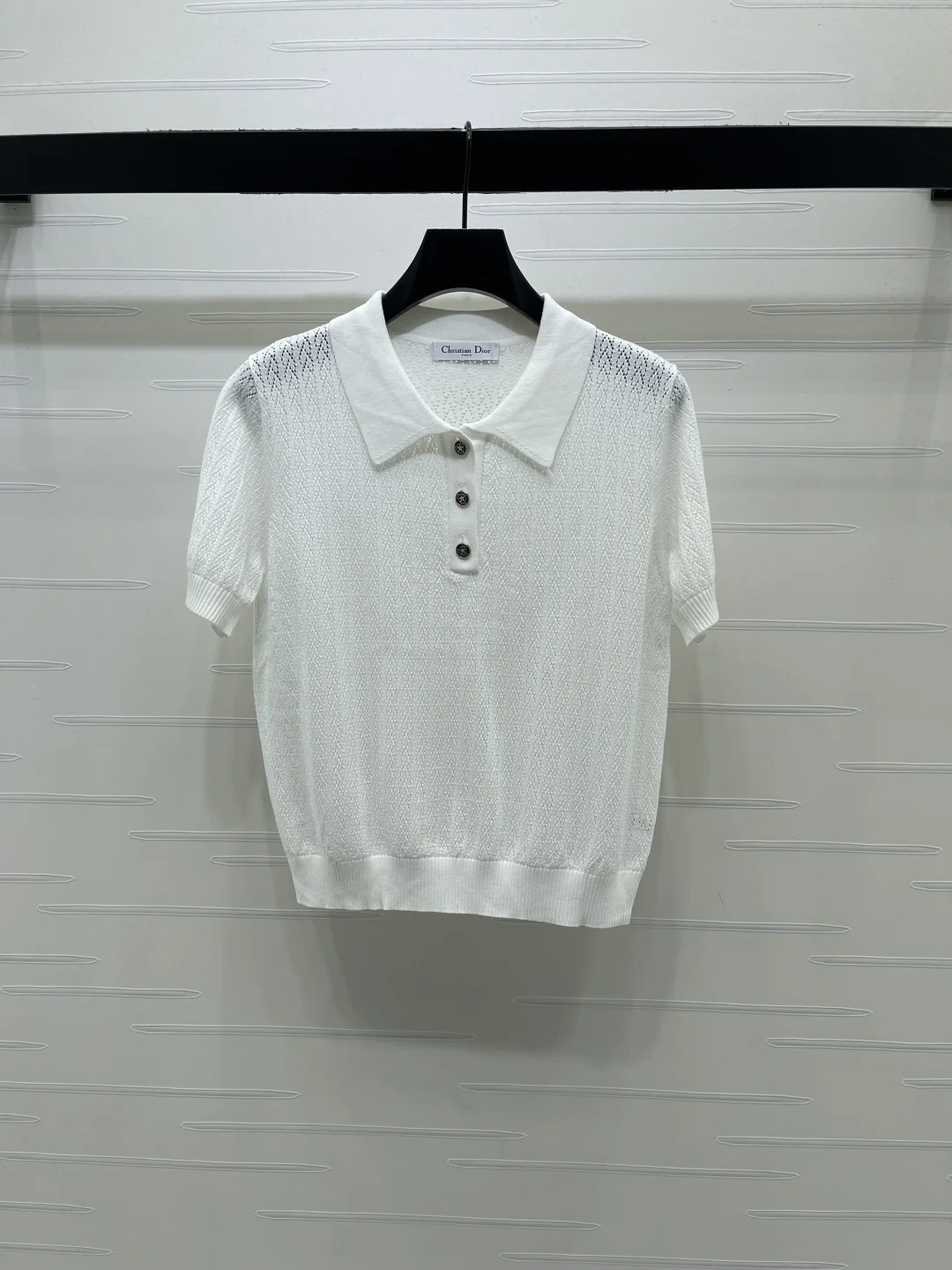 디올 시스루 니트 카라 반팔탑 상세 이미지 2