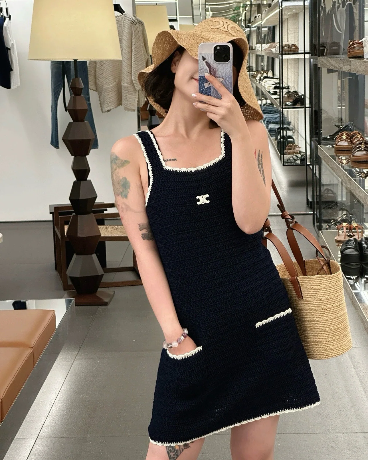 셀린느 컬러 블록 레이스 크로셰 원피스 상세 이미지 6
