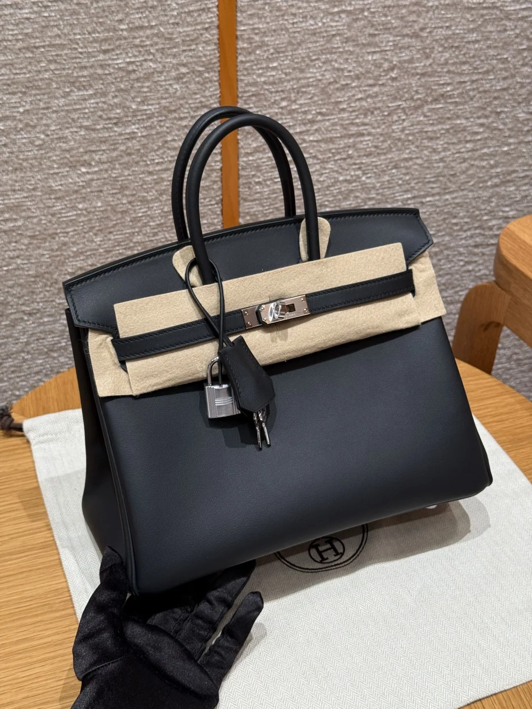 에르메스 버킨 25 블랙 가죽 가방 144493