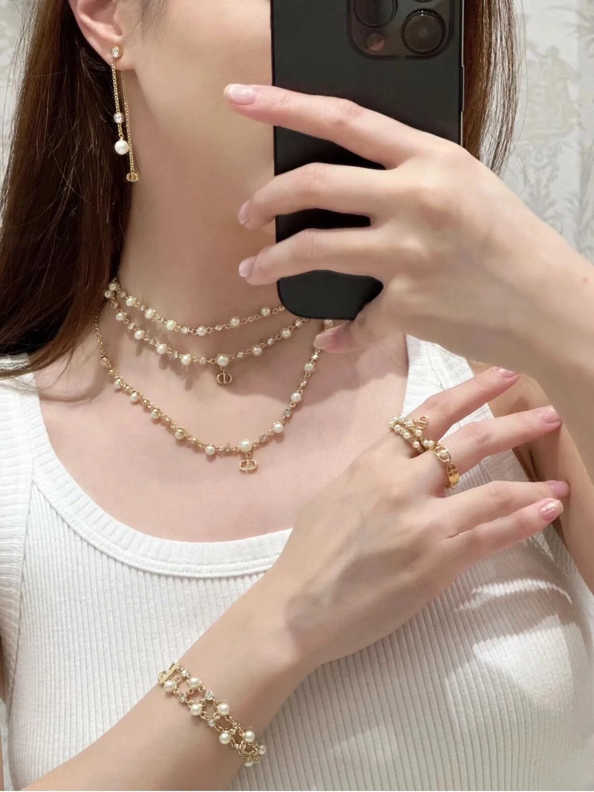 루이비통 더블 체인 비즈 스터드 귀걸이 상세 이미지 9