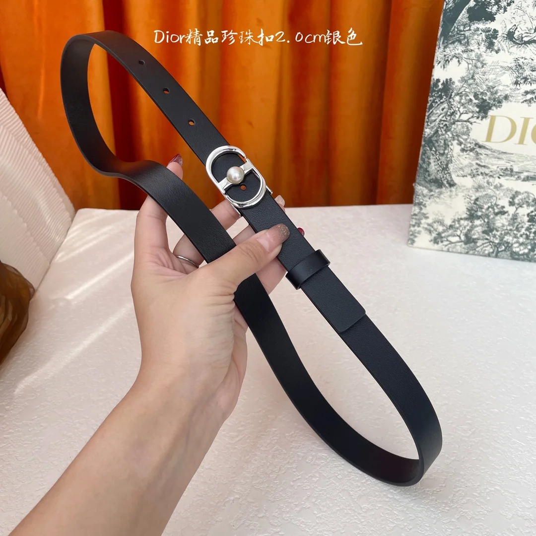 디올 진주 버클 가죽 벨트 상세 이미지 6