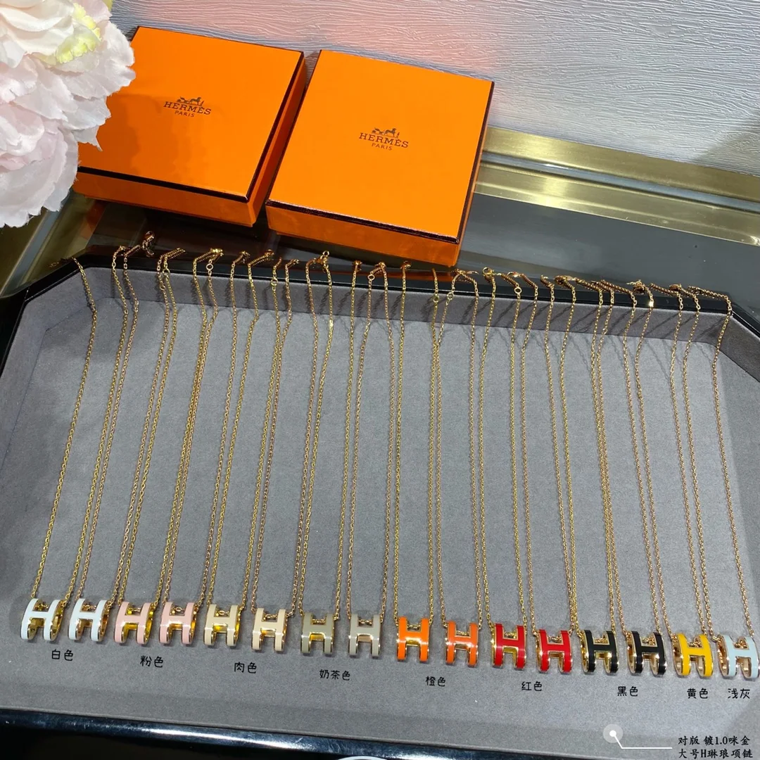 에르메스 H 에나멜 목걸이 상세 이미지 3