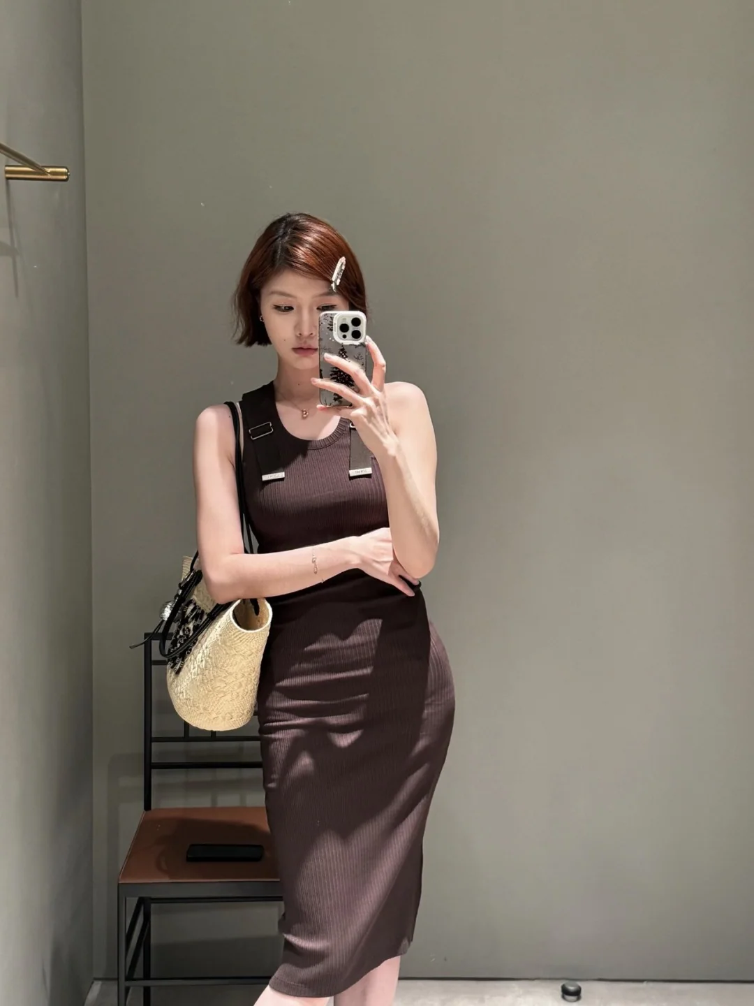 로에베 메탈 버클 리브 니트 여성 원피스 상세 이미지 2