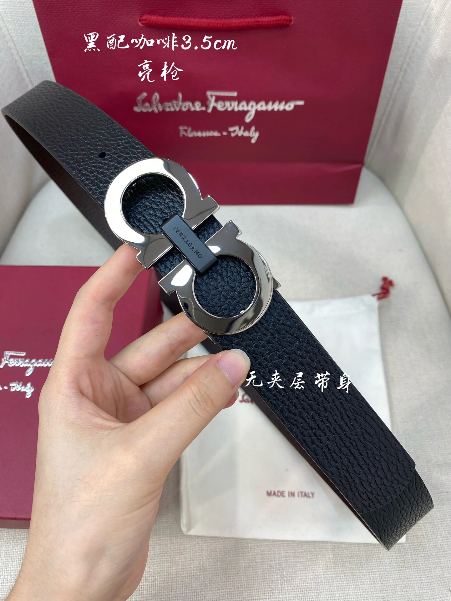 페레가모 천연 가죽 남성 벨트 3.5 CM202500320 상세 이미지 6