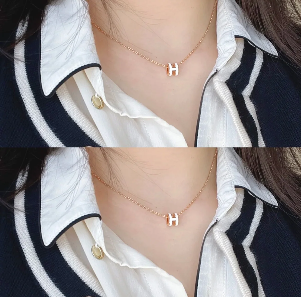 에르메스 미니 H 에나멜 목걸이 70404