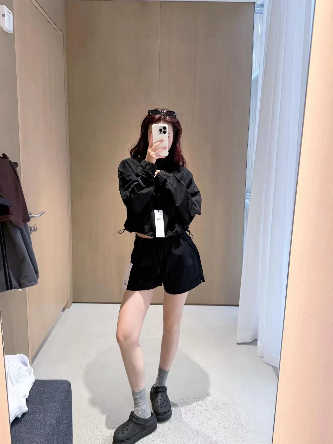 알로 아이스실크 지퍼 풀오버 세트 여성 반바지 세트 상세 이미지 4