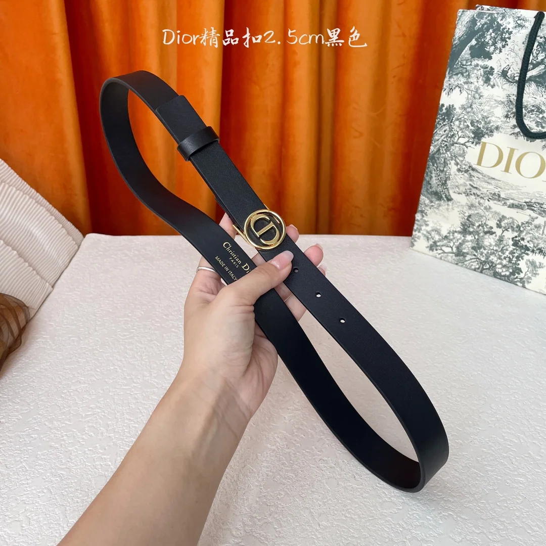 디올 골드 메탈 링 CD 버클 송아지가죽 벨트 상세 이미지 6