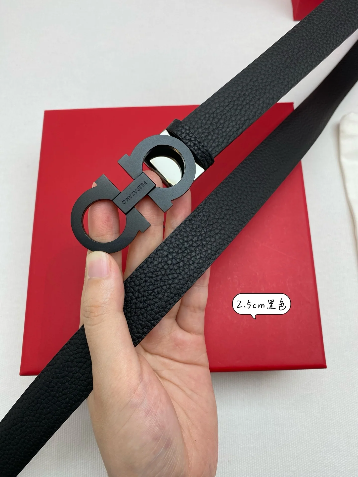 페레가모 메탈 가든 초 더블 버클 양면 소가죽 벨트 상세 이미지 4